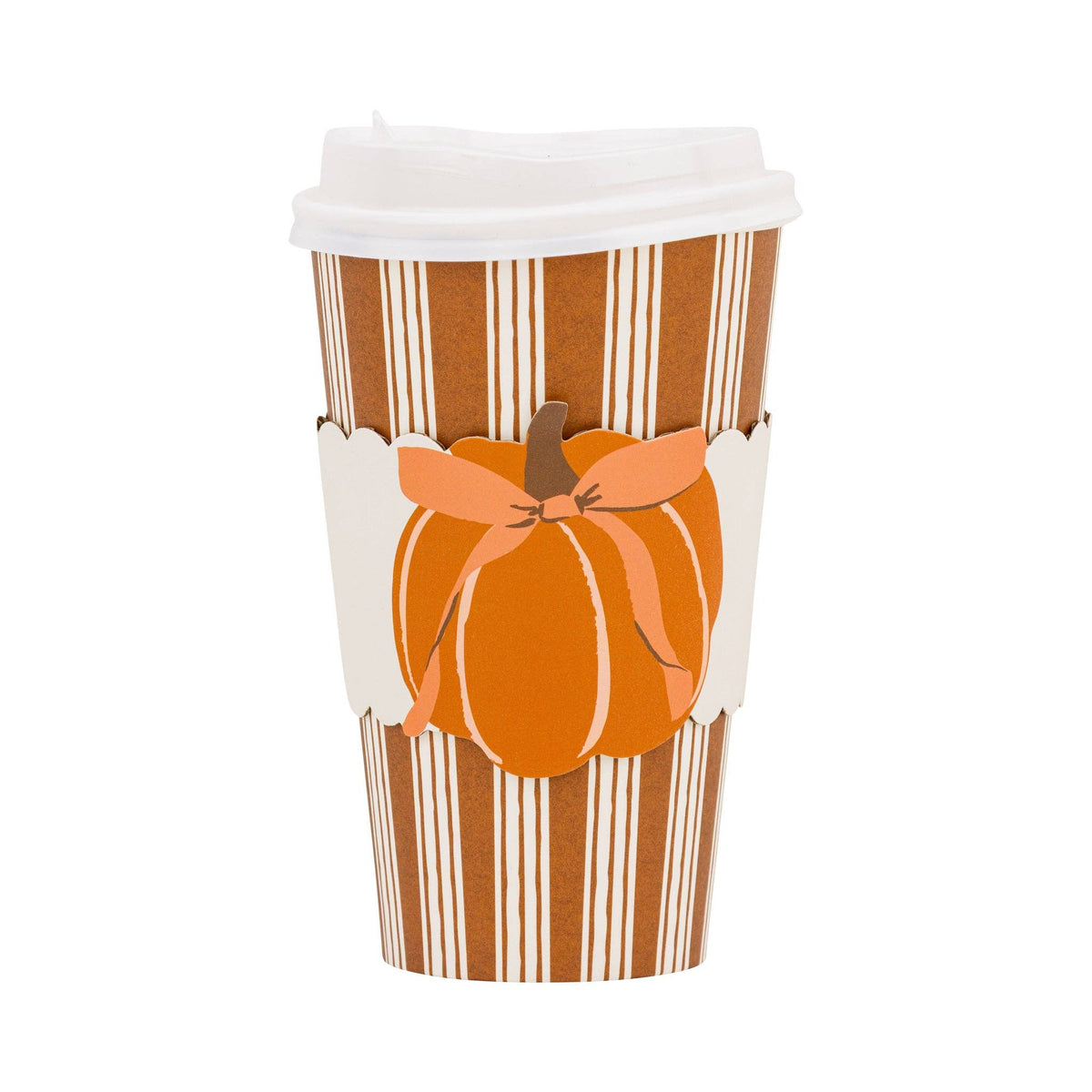 PLTG1825 - Striped Bow Pumpkin Pink To Go Cups (8ct 16oz)