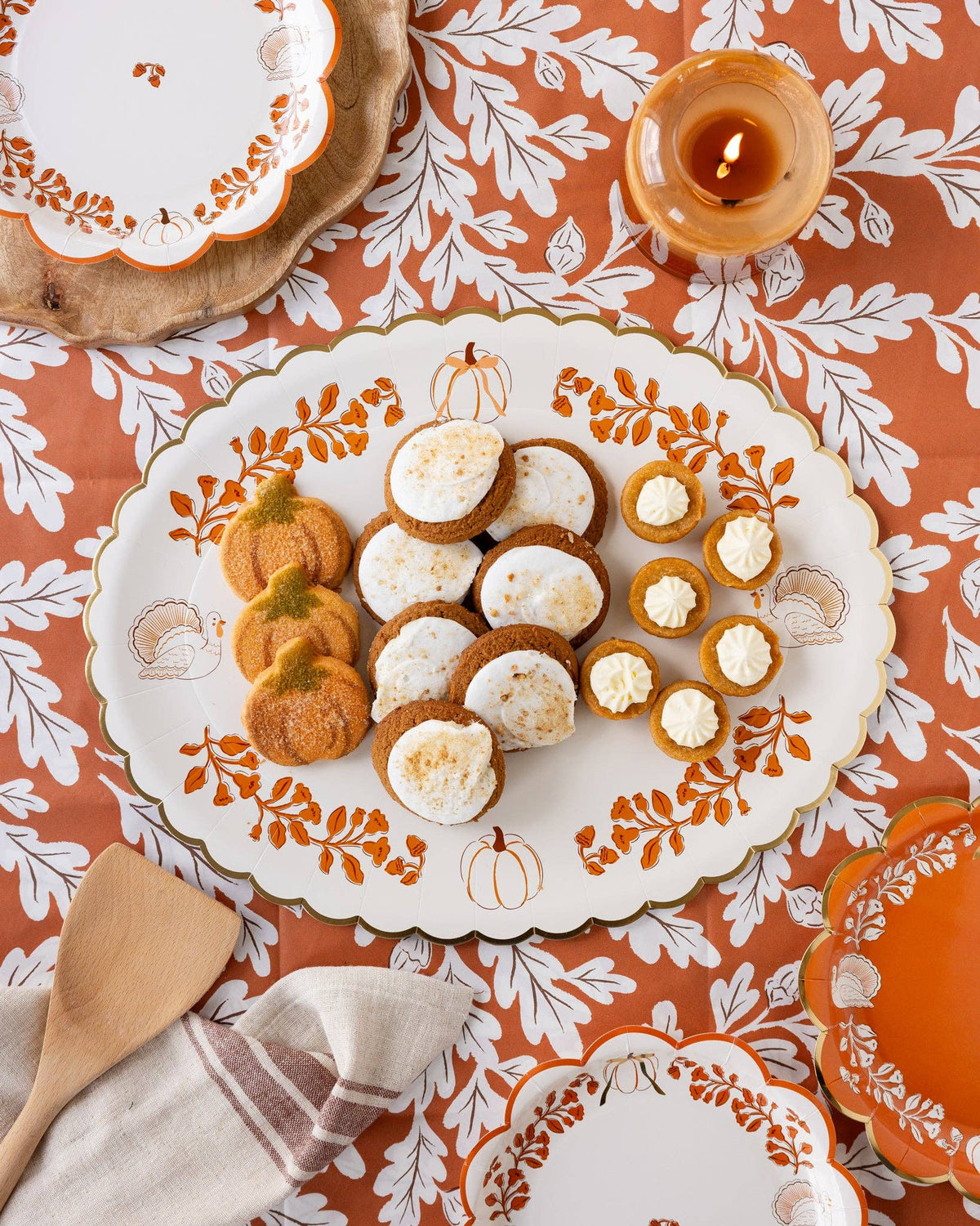 PLPP170 - Pumpkin Gold Scalloped Fall 17" Paper Serving Platters 6ct