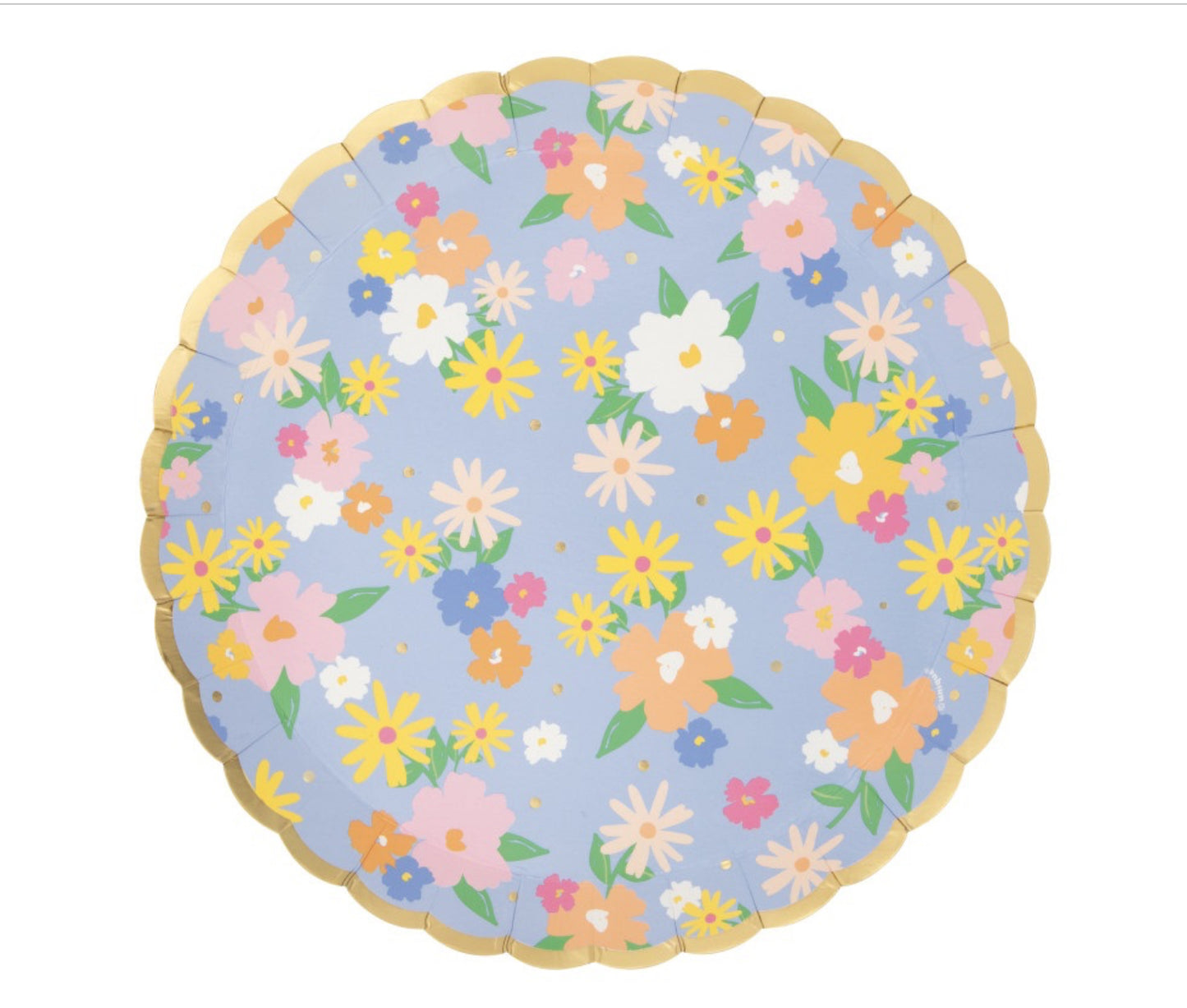 Spring Garden Scalloped Shallow Round 8.25" Plates 8ct - Foil Stamping