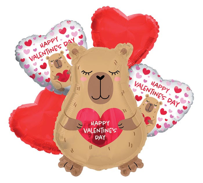 Capybara Valentine Balloon Bouquet