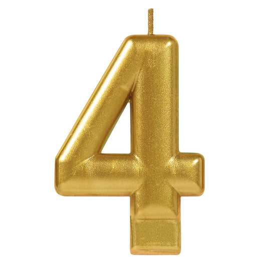 Gold Number 4 Candle