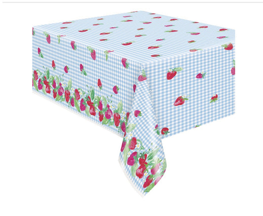 Sweet Strawberry Rectangular Plastic Table Cover 54" x 84"