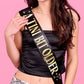 Tini Bit Older Sash - black satin sash, martini party