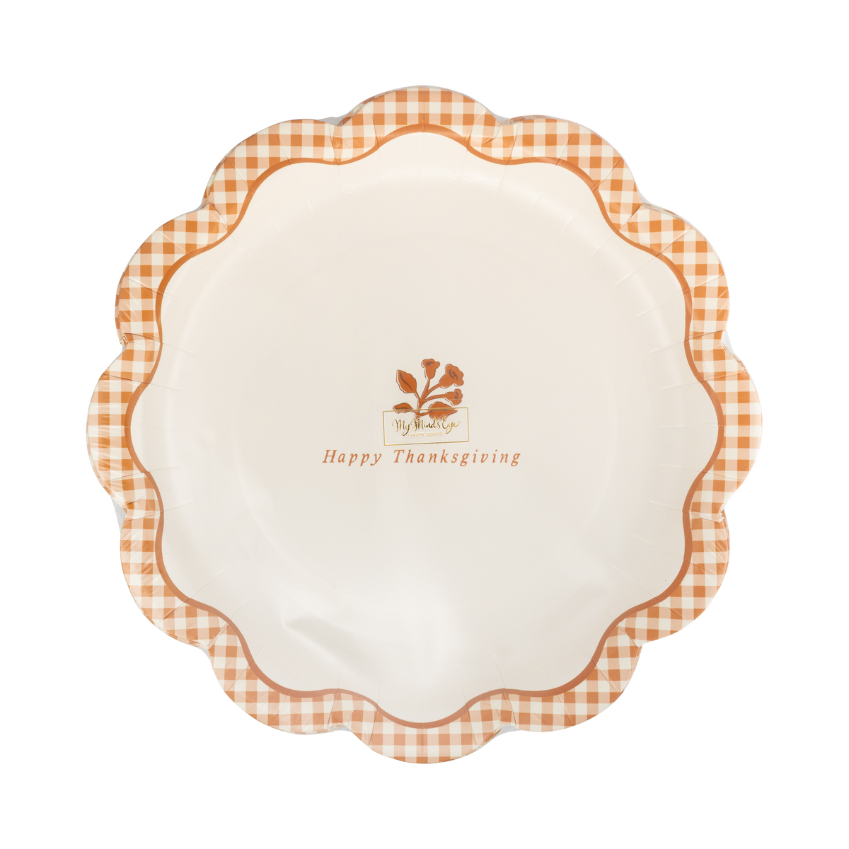 HRV1342 - Gingham Happy Thanksgiving Paper Plates