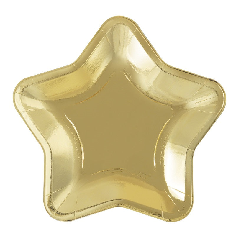 Gold Star Shaped 8.25“ Plates- 8ct