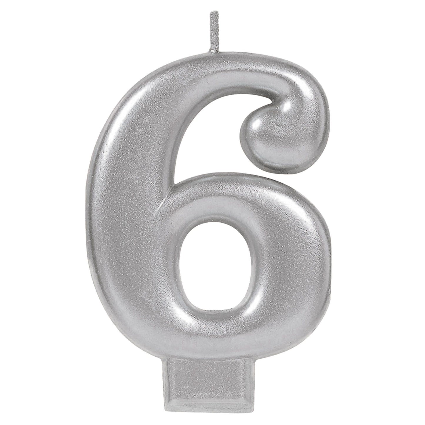 Silver Number 6 Candle