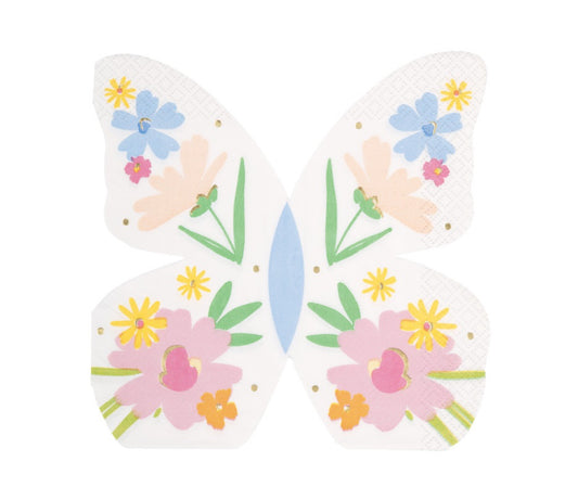 Spring Garden Butterfly-Shaped Luncheon Napkins 16ct - Foil Stamping