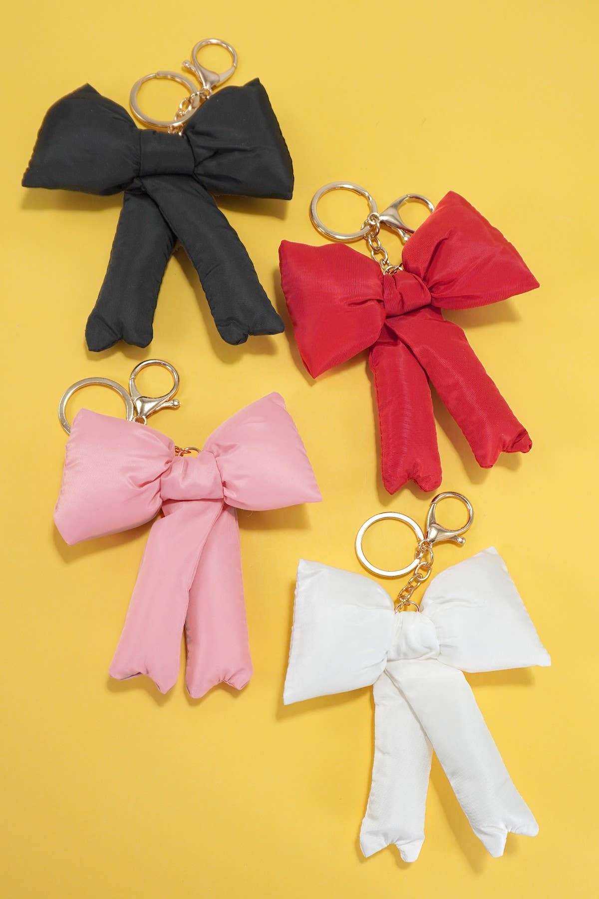 TRENDING PUFFY BOW RIBBON BAG CHARM KEYCHAIN | 40KC109: Red