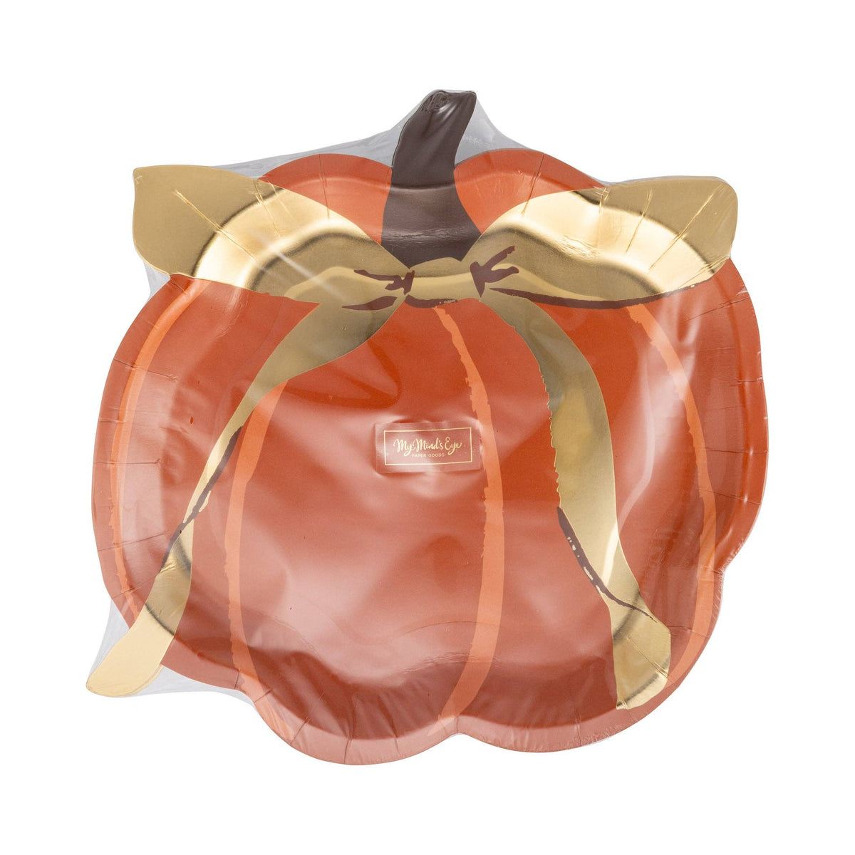 PLPL2676 - PUMPKIN GOLD FOIL BOW 10" PAPER PLATE (8ct)