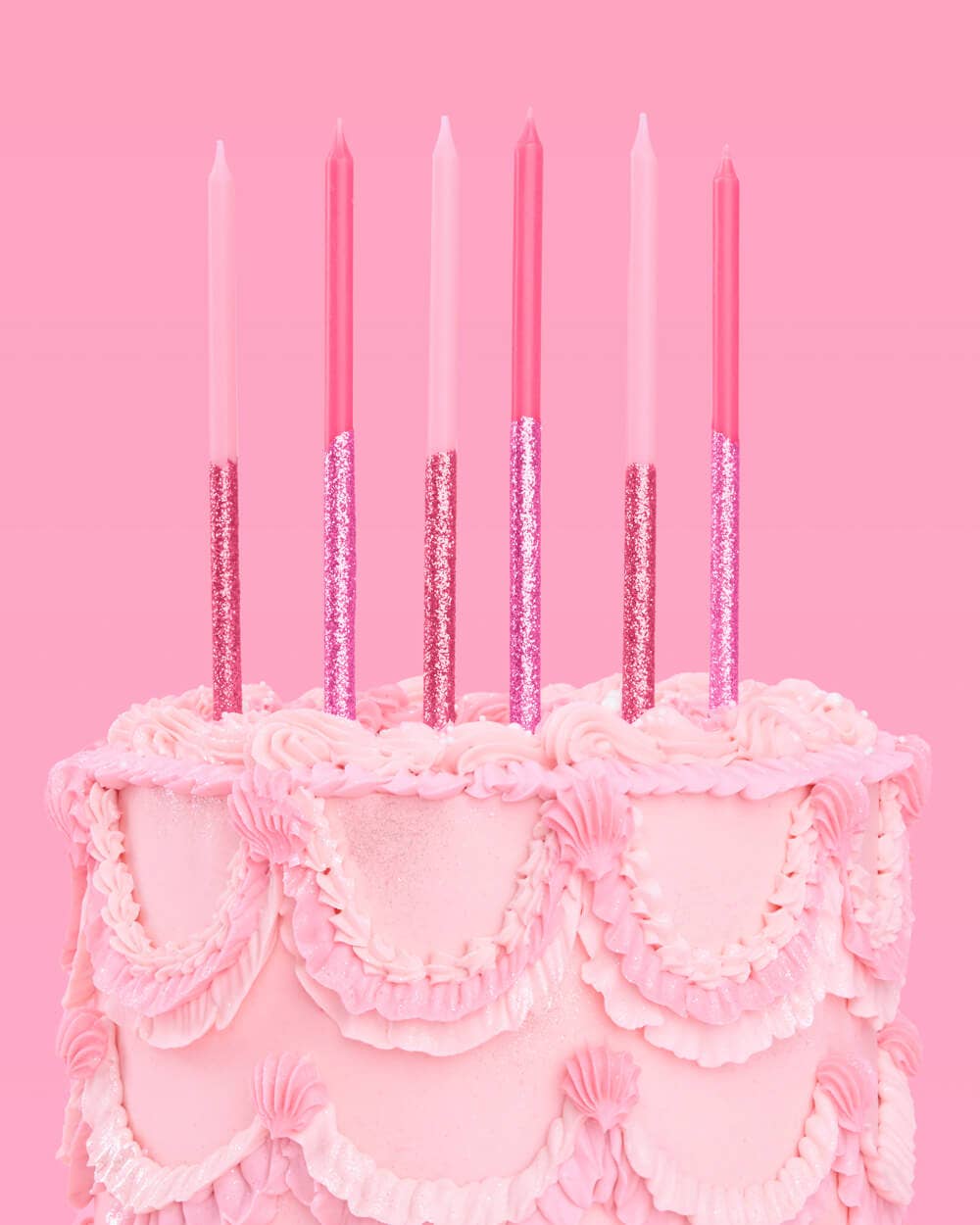 Pink Glitter Candles, Birthday Girl, Cake Topper, Cupcake