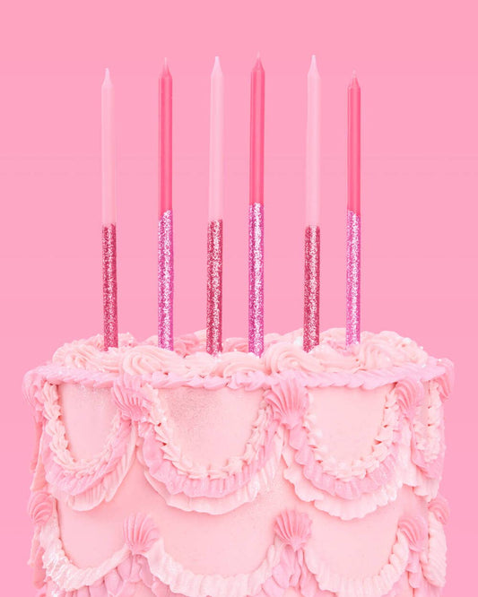 Pink Glitter Candles, Birthday Girl, Cake Topper, Cupcake