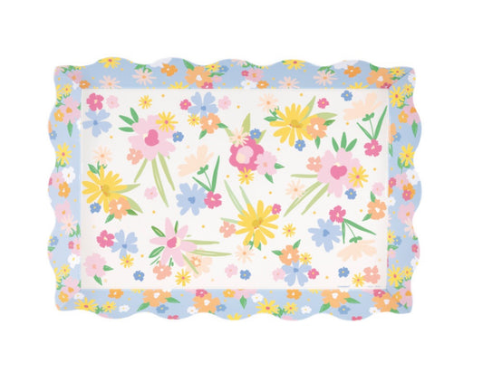 Spring Garden Scalloped Paperboard Serving Tray