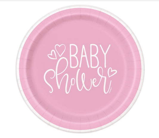 Pink Baby Shower Plates 7”
