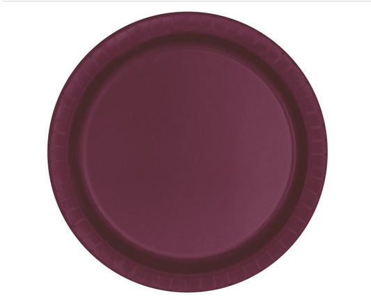 Burgundy Dessert Plate 7in 20ct