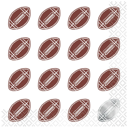 Football Toss Silver Napkin 16ct