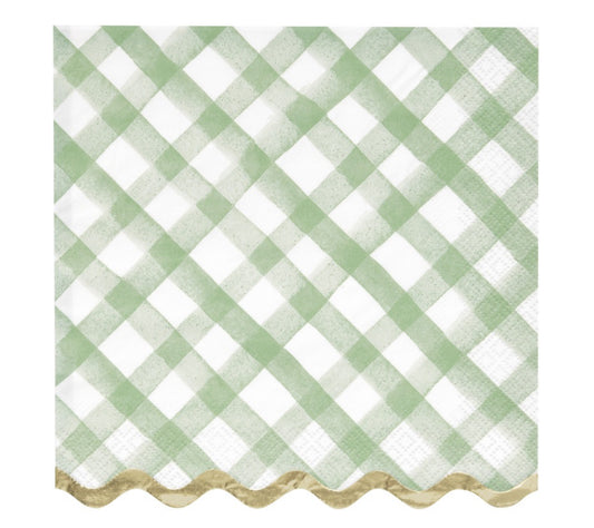 Green Gingham Napkins 16ct