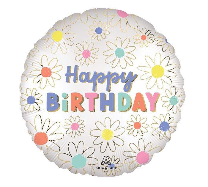 HBD Foil Satin Daisy 18”