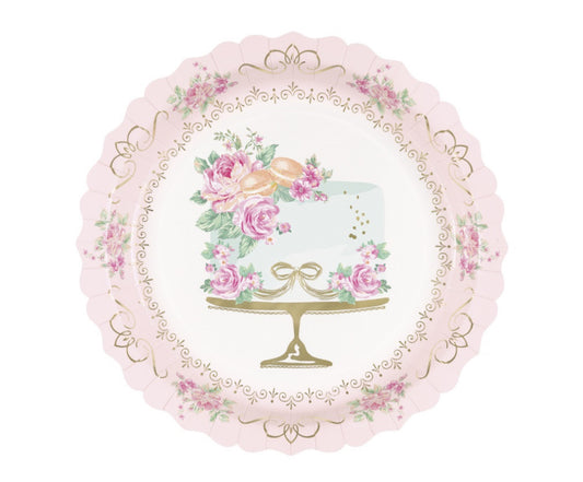 Golden Garden Party Shaped-Edge 9" Plates 8ct - Foil Stamping