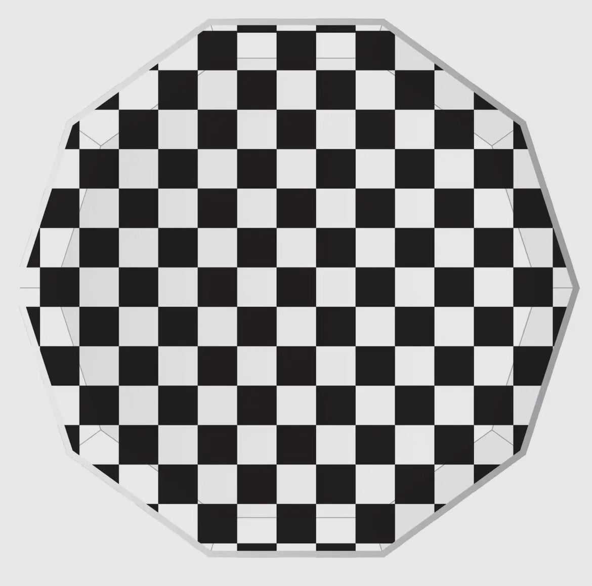 Black & White Checkered Dinner Plates