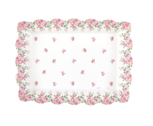 Golden Garden Party Scalloped Edge Paper Serving Tray
