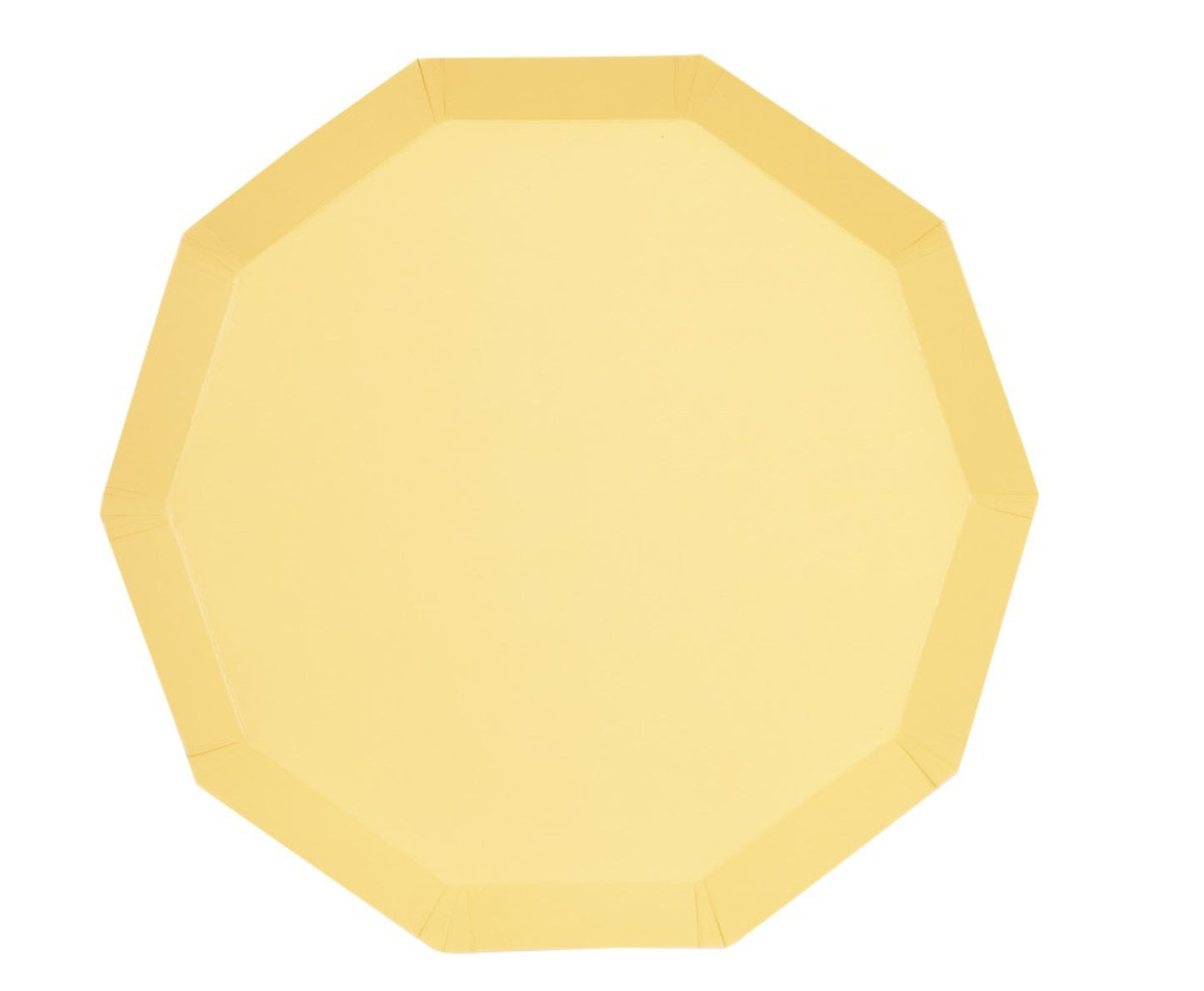 Boho Warm Yellow Decagon-Shaped 9.25" Shallow Dinner Plates 8c