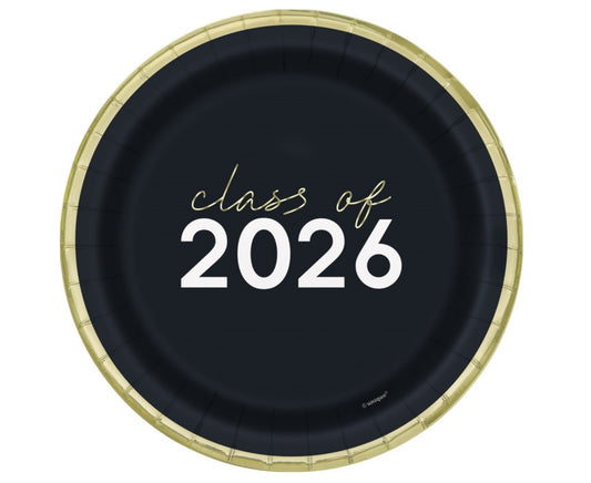 Party Grad "Class of 2026" Round 7" Dessert Plates 8ct - Foil Board