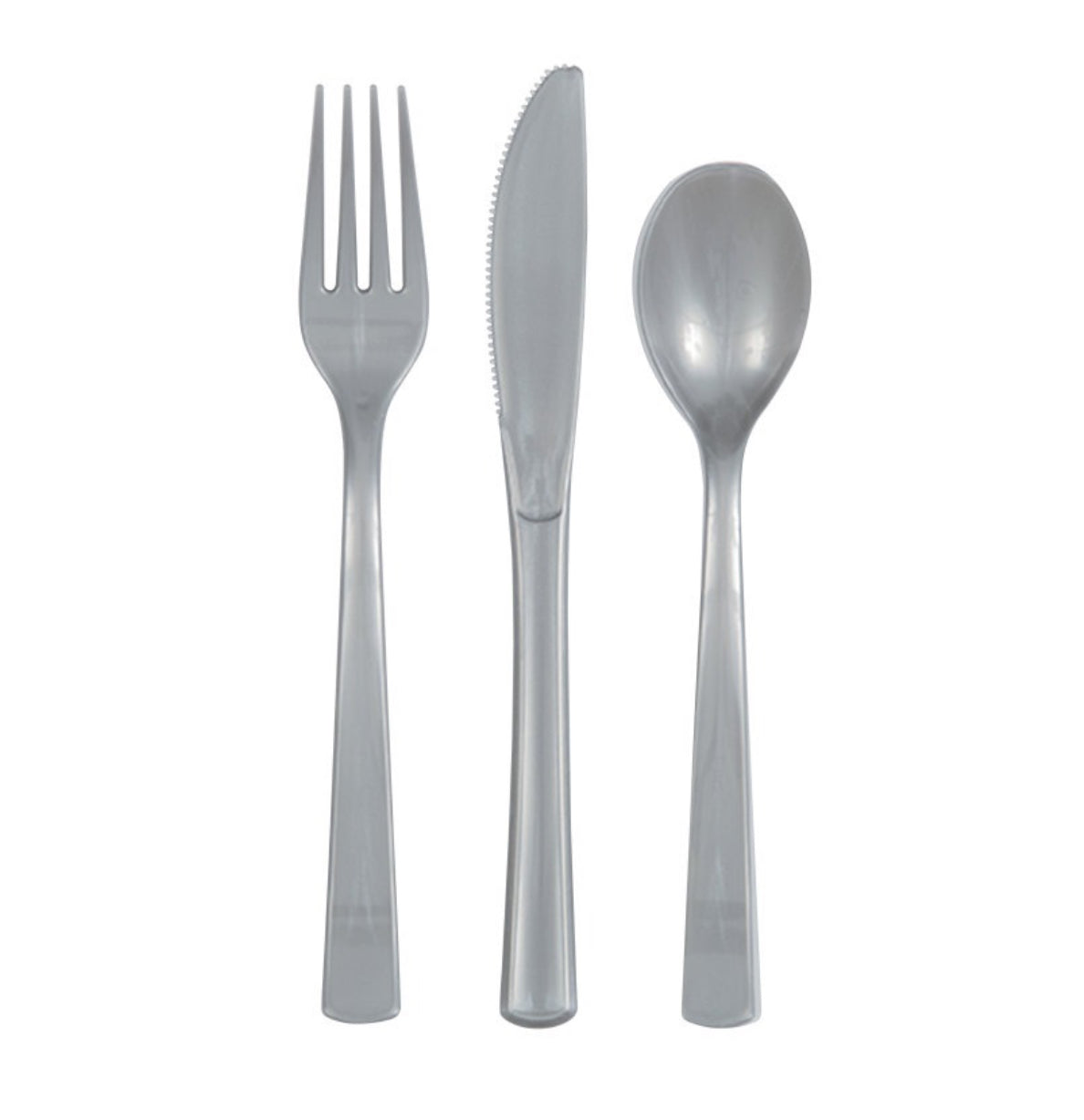 Silver Assorted Plastic Cutlery 18ct