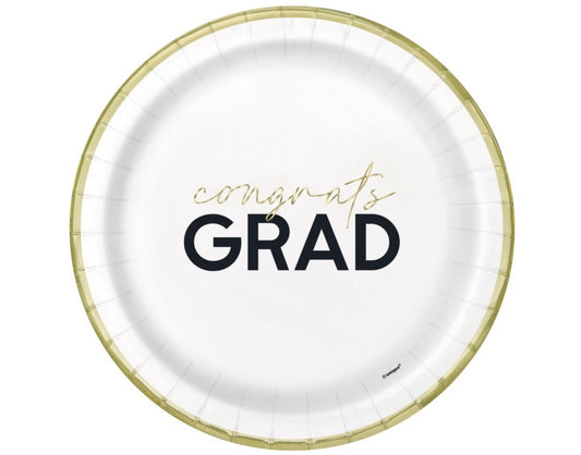 Party Grad "Congrats Grad" Round 9" Dinner Plates 8ct - Foil Board