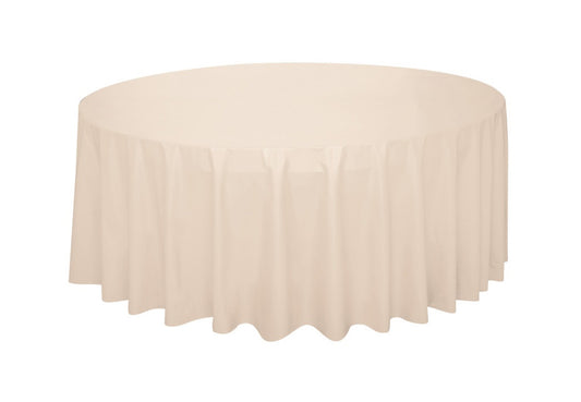Vanilla Cream solid Round Plastic Table Cover 84’