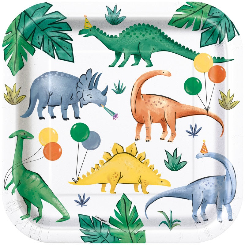 Partying Dinos 9” Plates- 8ct