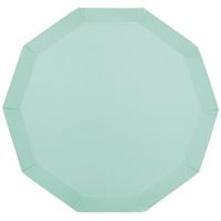 Cool Mint Decagon-Shaped 9.25" Shallow Dinner Plates 8ct
