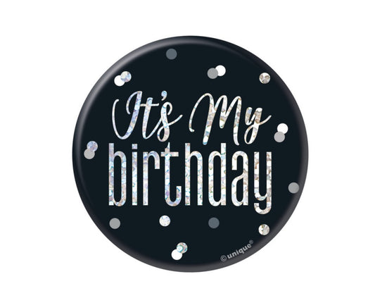 Black Confetti Birthday Badge