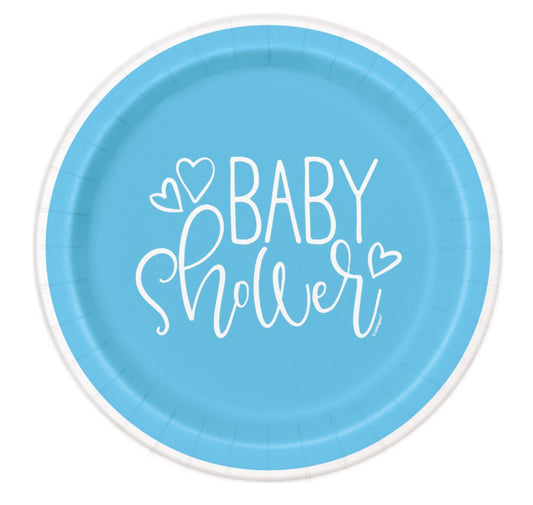 Blue Baby Shower Plates 7”
