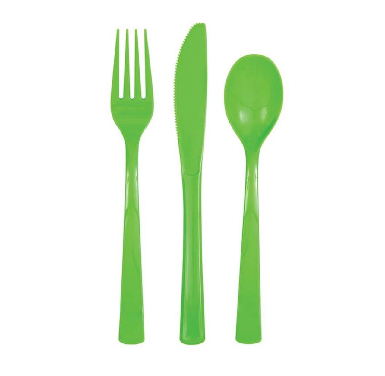 Lime Green Assorted Plastic Cutlery 18ct