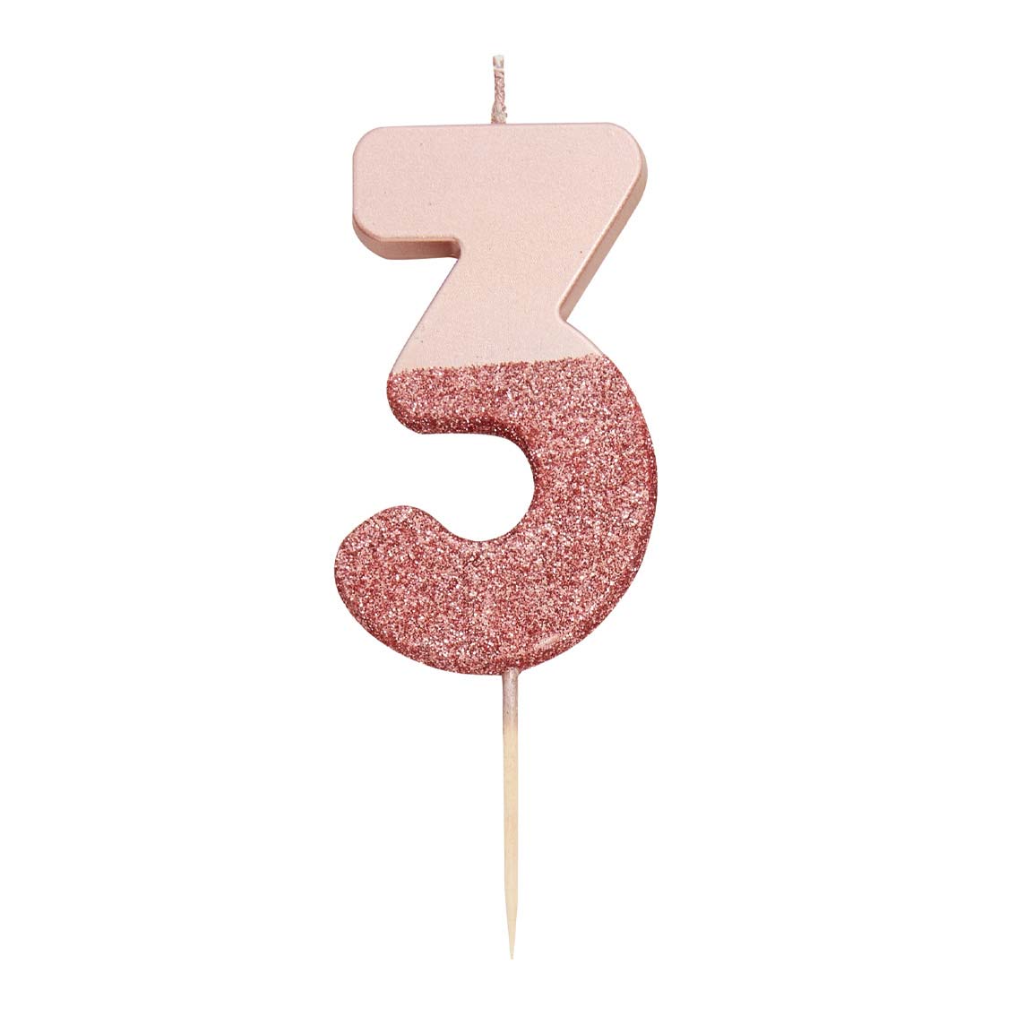 Rosegold Glitter Number 3 Candle – Inflated