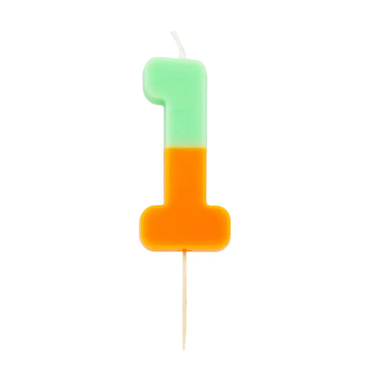 Multicolored Number 1 Candle