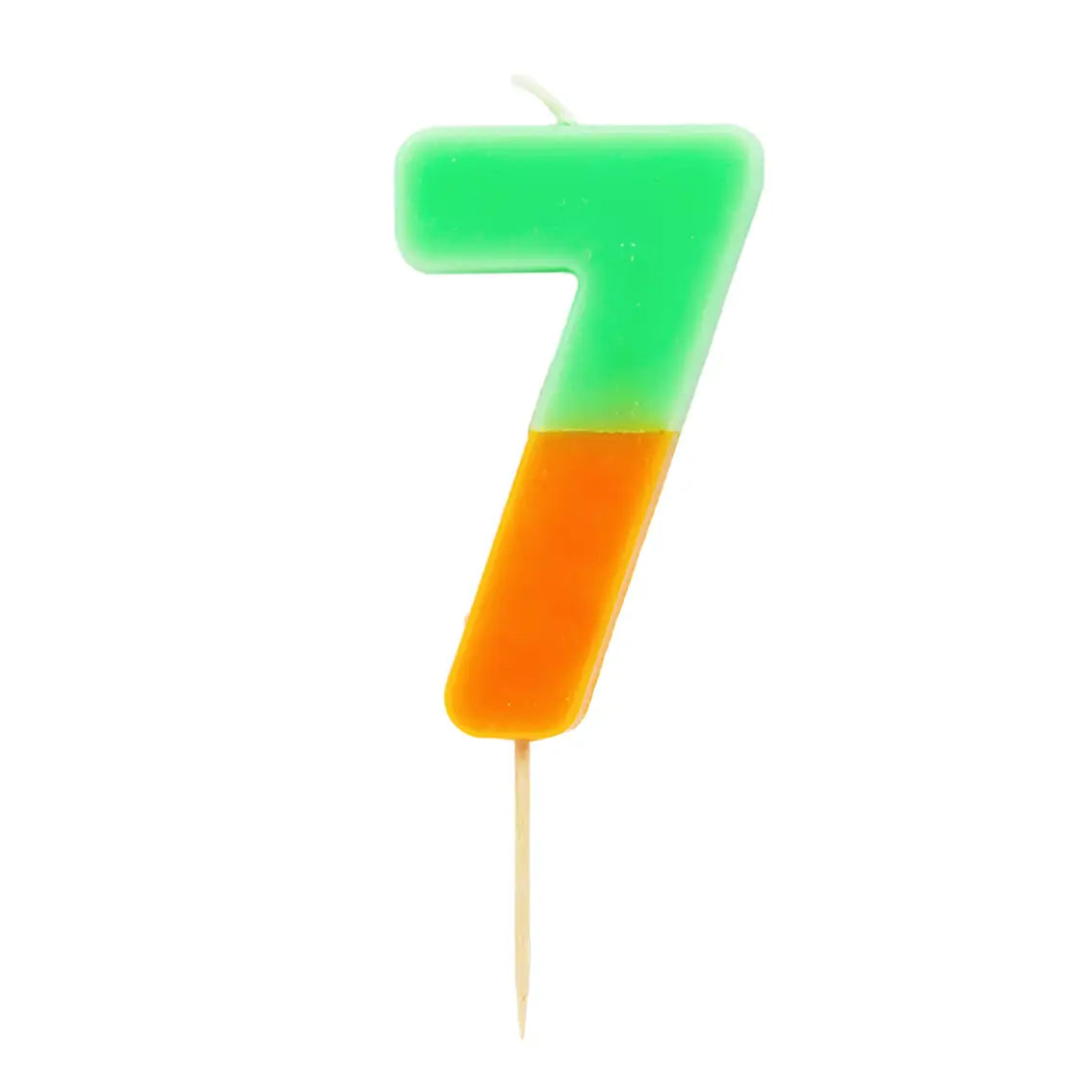 Multicolored Number 7 Candle