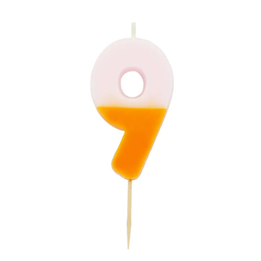 Multicolored Number 9 Candle