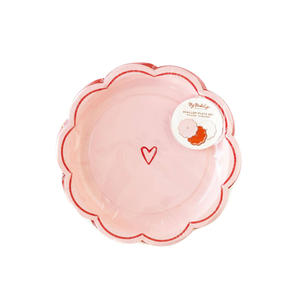 Scalloped Heart 9” Plate- 9ct