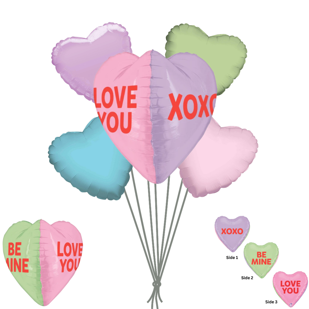 Dimensional Conversation Heart Floating Balloon Bouquet Set