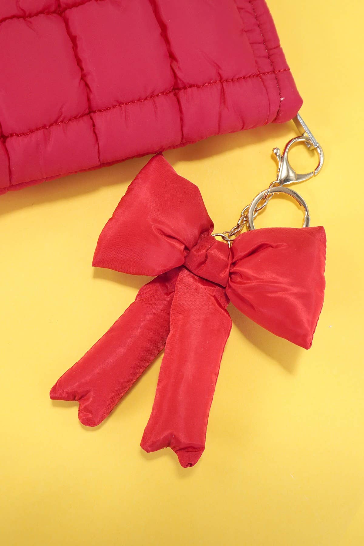 TRENDING PUFFY BOW RIBBON BAG CHARM KEYCHAIN | 40KC109: Pink