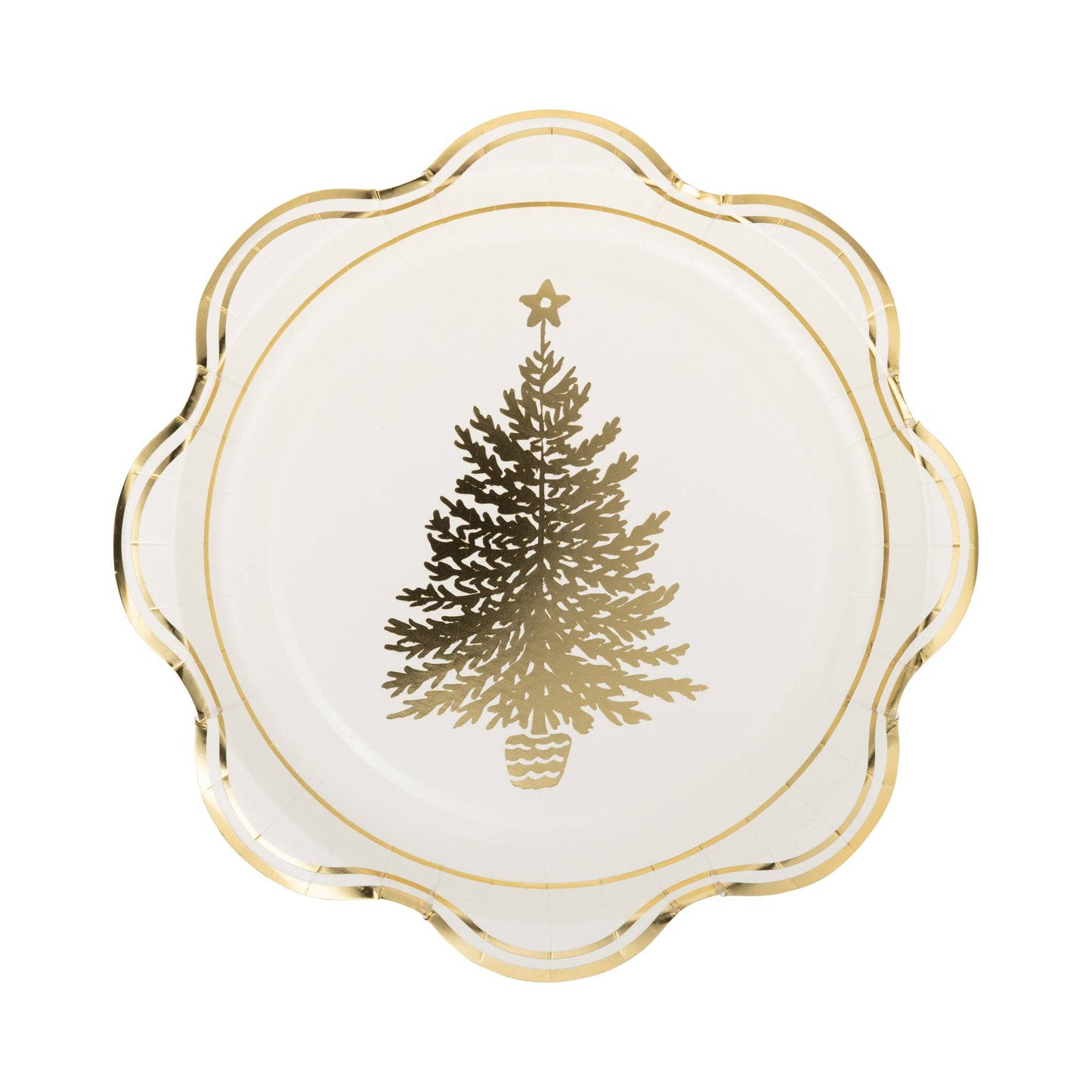 PLPL1674 - Gold Christmas Tree Paper Plate