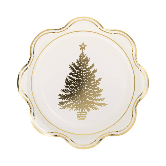 PLPL1674 - Gold Christmas Tree Paper Plate