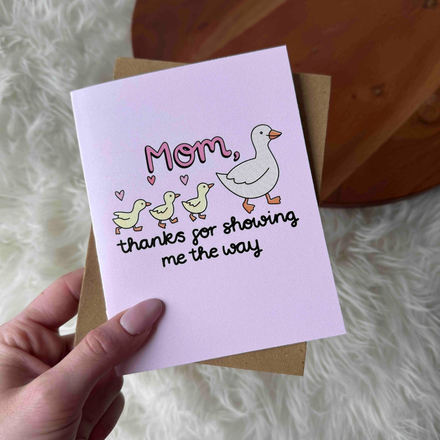 Mother Duck and Ducklings Mother's Day Card pink