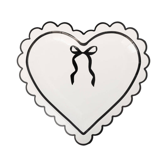 CLV1240 - Cream and Black Scalloped Heart Shaped Plate