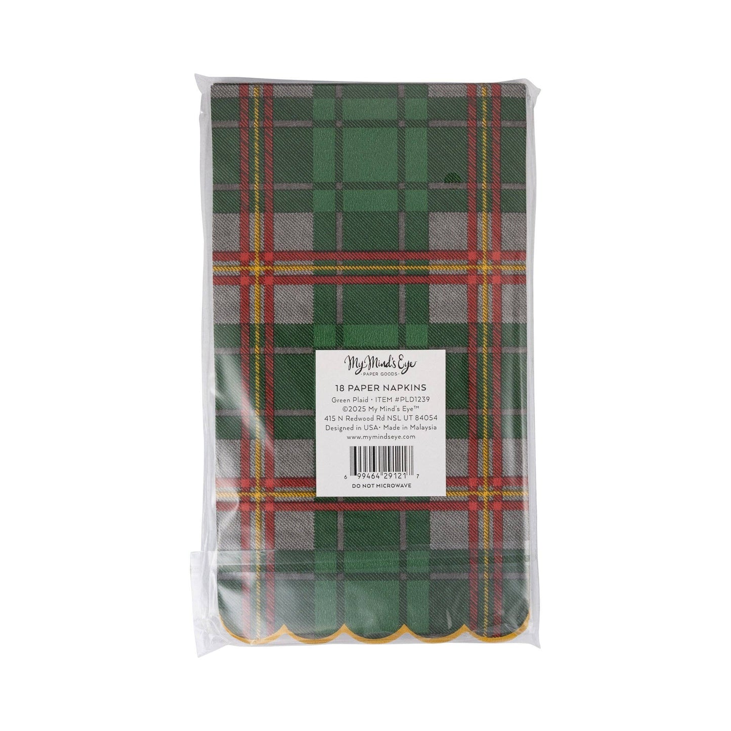PLD1239 - Green Christmas Plaid Dinner Napkin