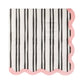 BLL1239 - White & Black Striped Cocktail Napkin