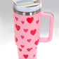 40oz STAINLESS STEEL TUMBLER HEART RED