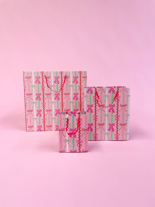 Christmas Ric Rac Bows Gift Bag: Large
