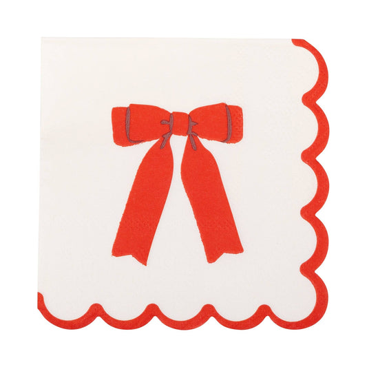 PLNP1719 - Red Bow Scallop Cocktail Napkin
